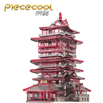 Piececool 3D Metalo Galvosūkiai pastato modelis Yuewang Bokštas Vikšriniai Krano 