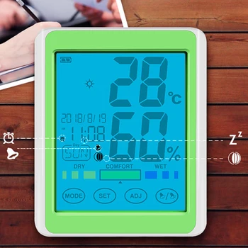 Skaitmeninis Laikrodis-Žadintuvas Temperatūra Drėgnumas Lcd Ekranas, Elektroninis Atidėti Darbalaukio Touch Ekranas Su Laikikliu, Laikrodžiai Despertador