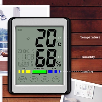 Skaitmeninis Laikrodis-Žadintuvas Temperatūra Drėgnumas Lcd Ekranas, Elektroninis Atidėti Darbalaukio Touch Ekranas Su Laikikliu, Laikrodžiai Despertador