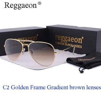 Reggaeon 2019 Prabangos prekės stiklo lęšio akiniai nuo saulės moterims, Vyrams, Anti-glare vairavimo Pilotas karšto akiniai 3025 Spalva mėlyna gg uv400