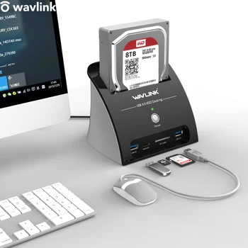 Wavlink HDD Docking Station 2.5 3.5 colių su Kortelių Skaitytuvą, USB 3.0 prie SATA Kietąjį Diską Išorės Aptvarą 2.5