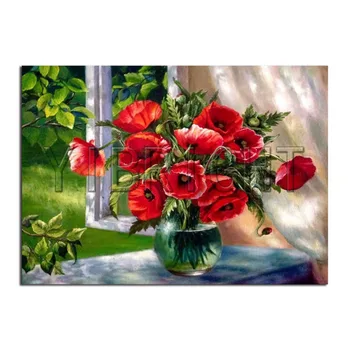 Visiškai Apvalus Deimantas tapybos langas gėlių 5D 
