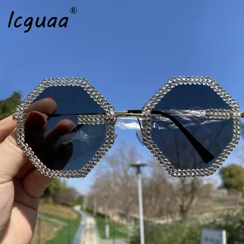 Taškus Kristalų Akiniai nuo saulės moterims 2020 Spalvingas kalnų krištolas Gradiento spalvos Saulės akiniai UV400 gafas de sol mujer