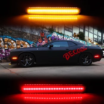 IJDM Gintaro/Raudona Full LED Šoninis Gabaritinis Žibintas Už 2008-2020 Dodge Challenger Posūkio Signalo Lemputė/Parkavimo Žibintas,OEM Sidemarker Lempos