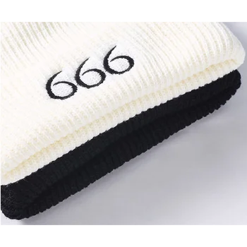 Naujas Aukštos Kokybės Siuvinėjimo Skaičius 666 Medvilnės Atsitiktinis Beanies Vyrų Moterų Mados Megzti Žiemos Skrybėlę Hip-hop Skullies Skrybėlę 2020 m.