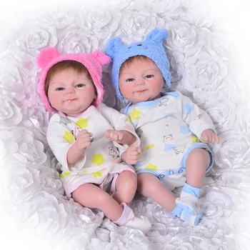KEIMUMI 17 Colių Reborn Baby Doll, Vaikų žaidimų draugais Dovana Mergaitei ir Berniukui Realus Reborn Baby Dvyniai bebe Įdaryti Lėlės