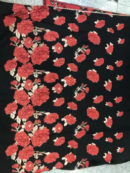 Žakardo audinio satino gėlių spausdinti audinys minkštas poliesterio charmeuse derliaus audinio, raudonos plunksnos audinys DYSTH6