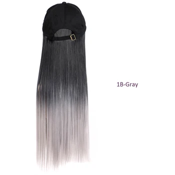 Sintetinių PLAUKŲ 22 Colių Ilgų Tiesių, Sintetinių Plaukų Perukas Su Skrybėlę Karšto Stiliaus Juoda Spalva už Moteris Aukštos Temperatūros Plaukų