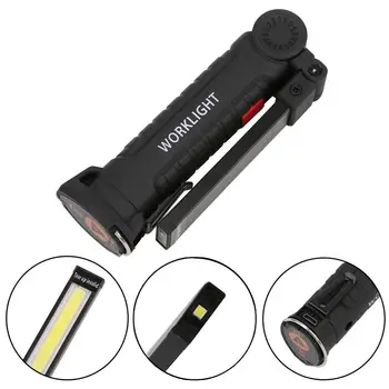 USB Įkrovimo COB Žibintuvėlį, Fakelą Nešiojamų 5-Režimas veikia Šviesos Magnetinis LED Lanterna Lauko Kempingas Kabančios Lempos Kablys