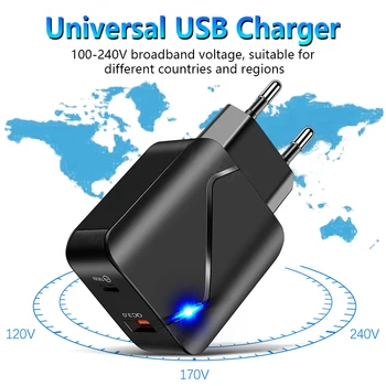 ES/JAV Plug PD USB Įkroviklis 18W 3A Greitai Įkrauti 3.0 Mobiliojo Telefono Įkroviklis iPhone 12 11 pro XS 