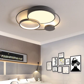 Modernių Lubų Šviesos diodų (LED) Apvalios Pilkos Spalvos Juoda Ir Balta Spalvos Kambarį, Šiltas, Romantiškas Miegamasis Salė Lempos Studijų Kambario Šviestuvai