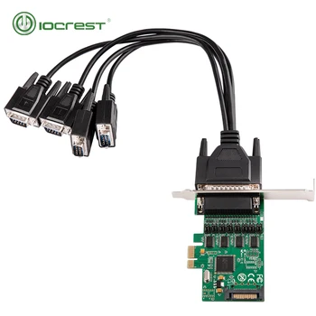 IOCREST Serial Rs232 Uostai Pcie X1 I/O Controller Card 4 DB 9 Laikiklis PCI Express WCH384 Lustų rinkinys