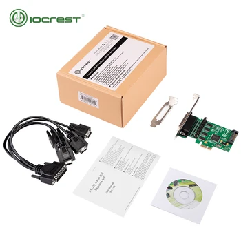 IOCREST Serial Rs232 Uostai Pcie X1 I/O Controller Card 4 DB 9 Laikiklis PCI Express WCH384 Lustų rinkinys