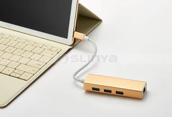 USB 3.1 USB-C C Tipo 10/100/1000Mbps Gigabit Ethernet Rj45 Lan Adapteris su 3 USB 3.0 Tinklo Kortelė MacBook