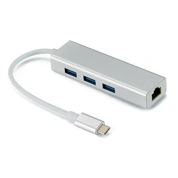 USB 3.1 USB-C C Tipo 10/100/1000Mbps Gigabit Ethernet Rj45 Lan Adapteris su 3 USB 3.0 Tinklo Kortelė MacBook