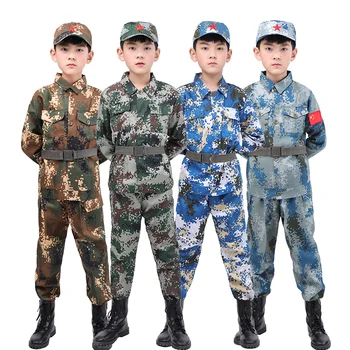 Taktinis Karinę Uniformą Vaikų Dienos Nuslėpti Suaugusiųjų Karnavalas Halloween Kostiumai Vaikas Girl Scout Berniukas Kareivis Kariuomenės Kombinezonas