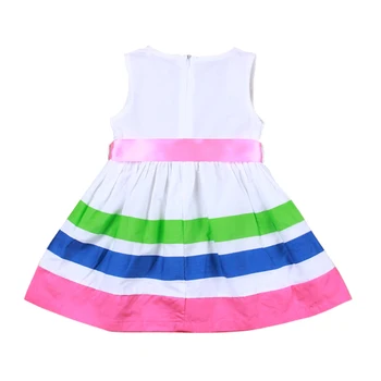 Iki 2017 m. vasaros stiliaus mergaičių suknelė baby girl suknelės rankovių dryžuotas 1-5 metų mergina kūdikio gimtadienio suknelė kūdikių drabužiai vaikas drabužiai