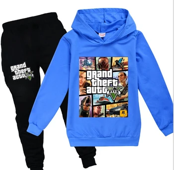 2-16Y Grand Theft Auto Žaidimo Gta V 5 Hoodies Kelnes Drabužių Rinkinys Vaikams Laisvalaikio Tracksuit Berniukų Sportiniai Bamblys Merginos Komplektai