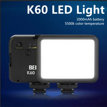 BEIYANG K60 5500K Mini Led Užpildyti Šviesos Portable Kamera, Lempa Live 
