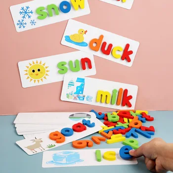 Montessori Ugdymo Žaislai Vaikams, Matematikos Engligh Ankstyvo Mokymosi Žaislai Skaičiavimo Skaičius Mediniai Lipdukas Rašybos Žodžių Žaislai
