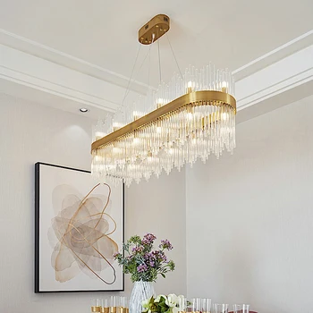 Šiuolaikinės stiklo sietynas už kambarį matinio aukso šviesos armatūra, valgomasis, virtuvė sala cristal lempa namų dekoro apšvietimas