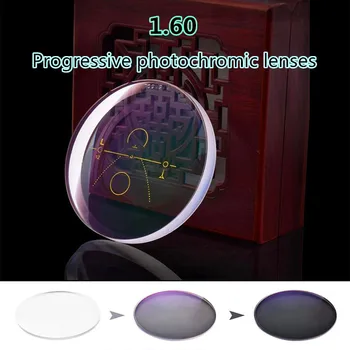 1.60 Aukštos Kokybės Progressive Photochromic Receptinių Lęšius Specialų Užsakymą Progressive Photochromic Pilka