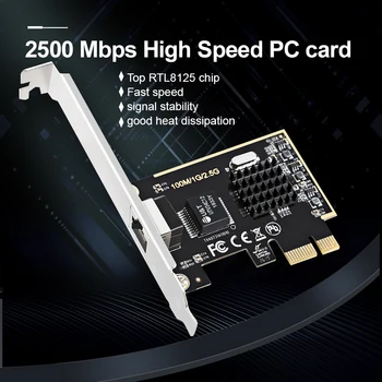 PCI Express PCI-E Tinklo plokštė 2500Mbps Gigabit Ethernet 10/100/1000M RJ-45 RTL8125 LAN Adapteris Keitiklis, Tinklo Valdytojas
