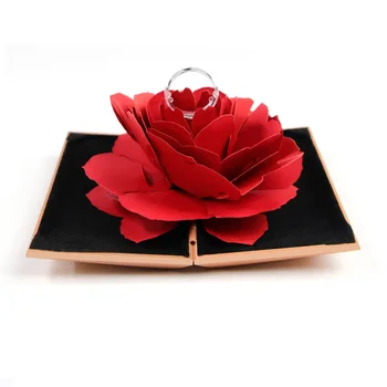 Nauja Stiliaus 3D Sukasi Rožės Žiedas Langelyje Dervos Raudonos Aksomo Moterų Žiedai, Papuošalai Pakuotės Unikalus Vestuvių Valentino Žiedą Dovanų Dėžutėje