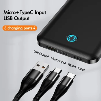 YKZ 10000mah Galia Banko Nešiojamas USB Type C Mini Powerbank Greitai Įkrauti Mobiliojo Telefono Įkroviklis, Micro USB Išorinio maitinimo, Kelionės