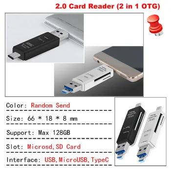 Kuman 2.0 OTG Kortelių Skaitytuvas USB MicroUSB TypeC Sąsaja su Micro SD TF, SD Kortelės Lizdą, 