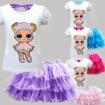 Merginos LoL suprise Princesė Vaikų Rinkiniai Suknelė Elegantiškas vaikų Vasaros Drabužių Rankovių lol Lėlės Mergaitės Vestidos