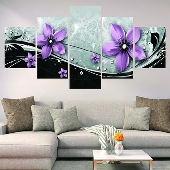 Orchidėjos Gėlių violetinė Plakatai 5 vnt Sienų tapybos Lily Gėlės Modulinės Menas Abstraktus Nuotraukas Kambarį miegamasis