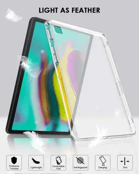 Skirtuko S5E t720 Wifi, Case for Samsung Galaxy Tab S5E t720 t725 LTE 10.5 2019 Padengti Pudingas Stabdžių Sistema Minkšto Silikono TPU Apsauga