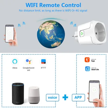 Smart WiFi ES Kištukas Adapteris 16A, Nuotolinio Valdymo Balsu Galia Stebėti, kištukinis Lizdas, Laiko Funkcija Dirbti Su Alexa 