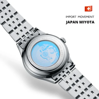 Originalus Šveicarijoje I&W Moterų Laikrodžiai MIYOTA Judėjimo Automatinis laikrodis atsparus Vandeniui Kalendorius Safyras Nerūdijančio Plieno Reloj mujer