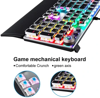 2020 naujas Žaidimas, Mechaninė Keyboard104 klavišus LED Apšvietimu, Anti-šešėlius laidinio žaidimų Klaviatūra, USB multimedia sukamieji mygtukai