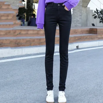 2020 m. Pavasarį Moterys Atsitiktinis Kelnės Naujas Stilius 170 Ūgio Pratęstas Black Džinsai Moterų 175 Mergaitė, Ilgo Pieštuko Džinsinio audinio Kelnės Ilgis 110cm