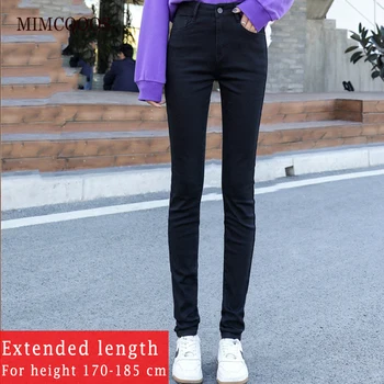 2020 m. Pavasarį Moterys Atsitiktinis Kelnės Naujas Stilius 170 Ūgio Pratęstas Black Džinsai Moterų 175 Mergaitė, Ilgo Pieštuko Džinsinio audinio Kelnės Ilgis 110cm