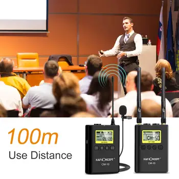 K&F Sąvoka UHF 100M Nuotolinio Belaidžio Lavalier Microphone 100 Kanalų su 2 Siųstuvai+1 Dual-channel Imtuvas CanonNikon