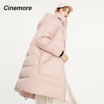 Cinemore 2020 m. Žiemos naujas atvykimo moteris žemyn striukė, pilkos spalvos viršutiniai drabužiai laisvus drabužius, aukštos kokybės žiemos paltai moterims Y9060