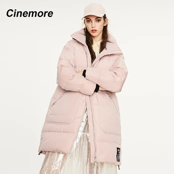 Cinemore 2020 m. Žiemos naujas atvykimo moteris žemyn striukė, pilkos spalvos viršutiniai drabužiai laisvus drabužius, aukštos kokybės žiemos paltai moterims Y9060