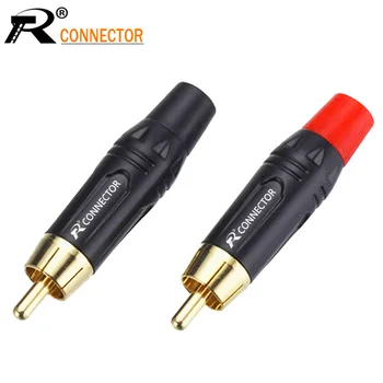 10vnt RCA Jungtis Aukštos kokybės RCA male Jungtis perteklinio reguliavimo garso adapteris, black&red galiuku garsiakalbis kaištis 7MM Kabeliui