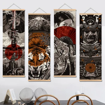Japonija Stiliaus Samurajus Pažymėkite Tapybos Senovinių Plakatų ir grafikos Sienos Menas Nuotraukas Kambarį Miegamasis