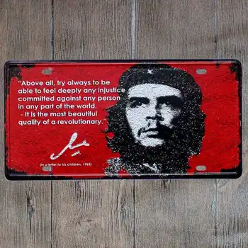 Che Guevara Alavo Ženklai Derliaus Metalo Apnašas Retro Sienos Plakatas Pub Dekoratyvinis Baras Apdailos Namų Dekoro 15x30cm