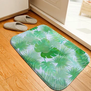 Tropic Žalia Lapų Spausdinta Kilimas Anti-Slip Grindų Kilimėlis miegamasis Stačiakampio Durų Kilimėlis Vonios Kilimėlio kambarį kilimai namų dekoro