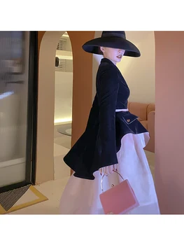 Le Palais Derliaus 2020 Originalas Juodo Aksomo Rinkti Juosmens Striukė Vintage Mada Moterims Kietas Elegantiškas Streetwear Tinkantis Kailis