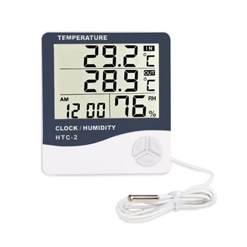 Patalpų Lauko Skaitmeninis Termometras su Drėgmėmačiu Skaitmeninis LCD C/F Temperatūros Drėgmės Matuoklis Žadintuvas Oras Stotis