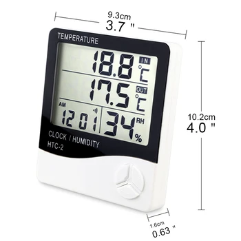 Patalpų Lauko Skaitmeninis Termometras su Drėgmėmačiu Skaitmeninis LCD C/F Temperatūros Drėgmės Matuoklis Žadintuvas Oras Stotis