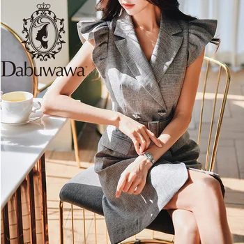 Dabuwawa Elegantiškas, Kietas Suknelė Moterims Vasaros Įpjovomis Pynimas Rankovėmis V-Kaklo Diržas-Line Suknelė Šiuolaikinės darbo drabužiai Office Lady DT1BDR015