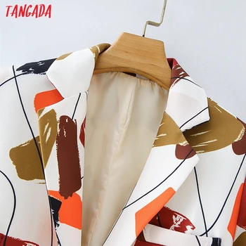 Tangada prancūzų stiliaus moterų kostiumas Grafiti švarkas moteriška ilgomis rankovėmis elegantiškas švarkas 